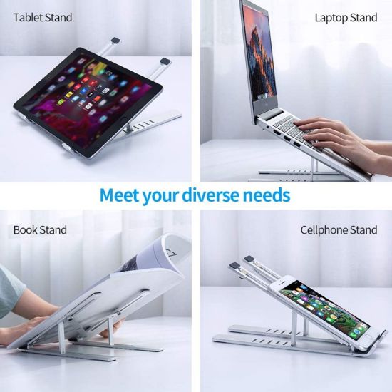 Adjustable Aluminium Laptop Stand – Metallic Silver