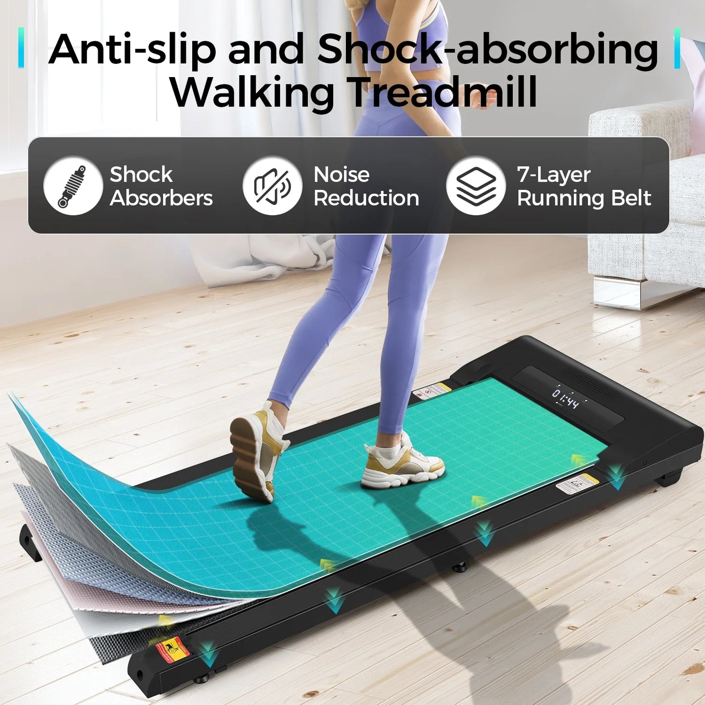 Slim Foldable 2-in-1 Treadmill – Walking Pad & Running Machine for Home & Office | 2.5HP, Remote Control, No Installation