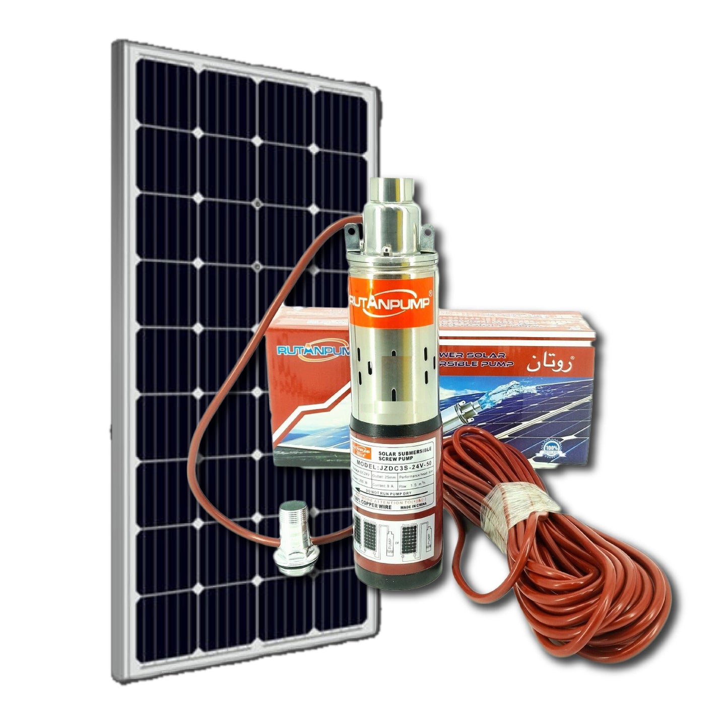 Solarmax 24V Submersible Solar Water Pump – 50M Lift, 1.5HP, 1500 L/hr + Free 250W Solar Panel