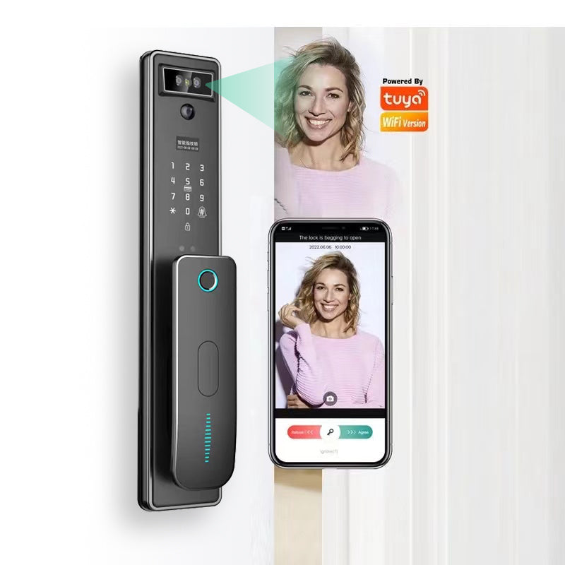 Tuya WiFi 3D Face Recognition Biometric Premium Smart Lock with HD Camera