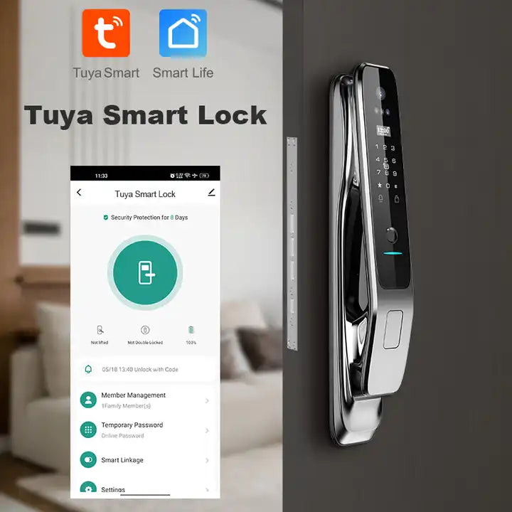 Tuya WiFi Smart Biometric Door Lock with Face Recognition, Fingerprint, Passcode & Camera – Aviation Aluminum Alloy