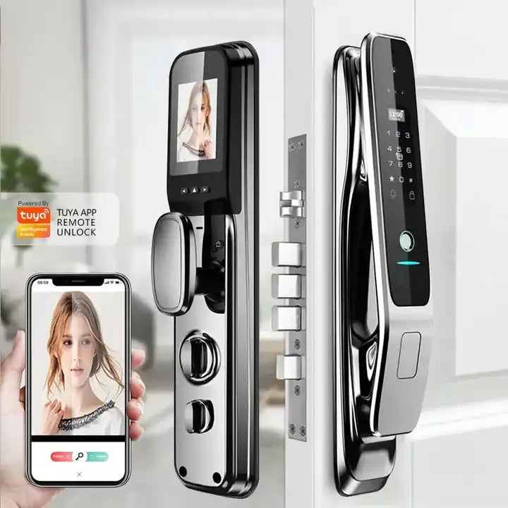 Tuya WiFi Smart Biometric Door Lock with Face Recognition, Fingerprint, Passcode & Camera – Aviation Aluminum Alloy