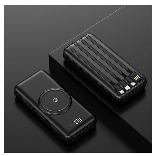 30000mAh Power Bank with Wireless Charging and Inbuilt Cables