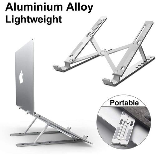 Adjustable Aluminium Laptop Stand – Metallic Silver
