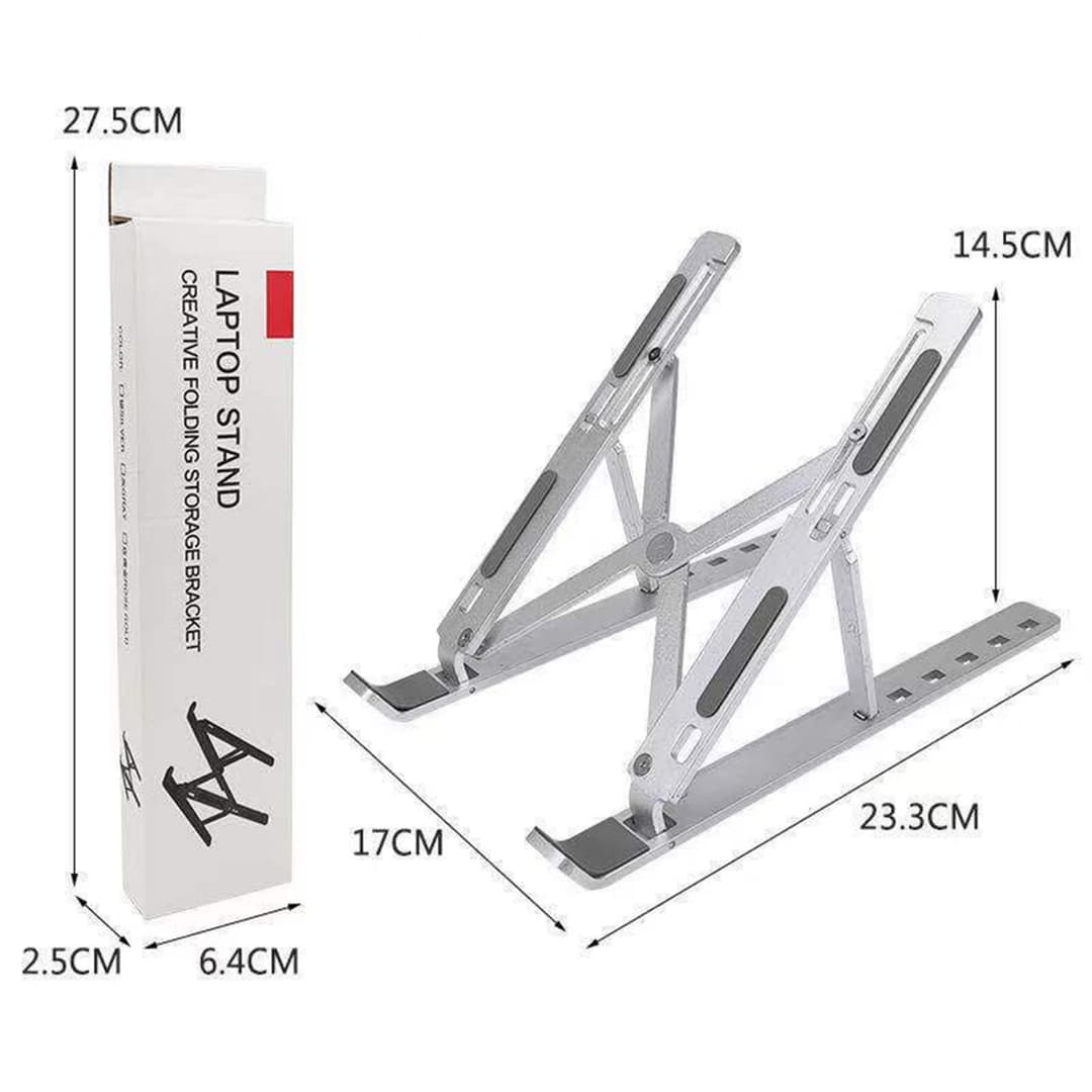 Adjustable Aluminium Laptop Stand – Metallic Silver