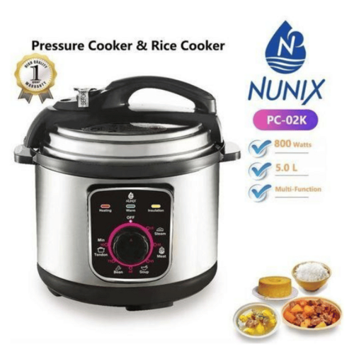 Nunix PC-02K Electric Pressure Cooker & Rice Cooker – 5L