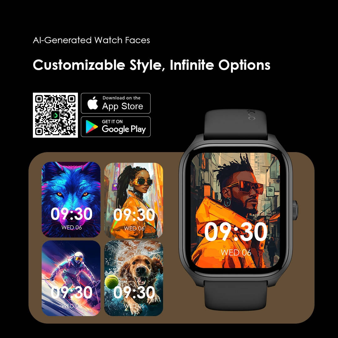 Oraimo SmartWatch 5 Lite OSW-804 – 2.01" HD, IP68 Waterproof, 300mAh – Black