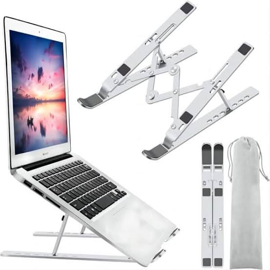 Adjustable Aluminium Laptop Stand – Metallic Silver