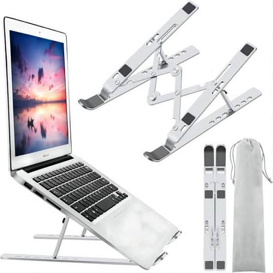 Adjustable Aluminium Laptop Stand – Metallic Silver
