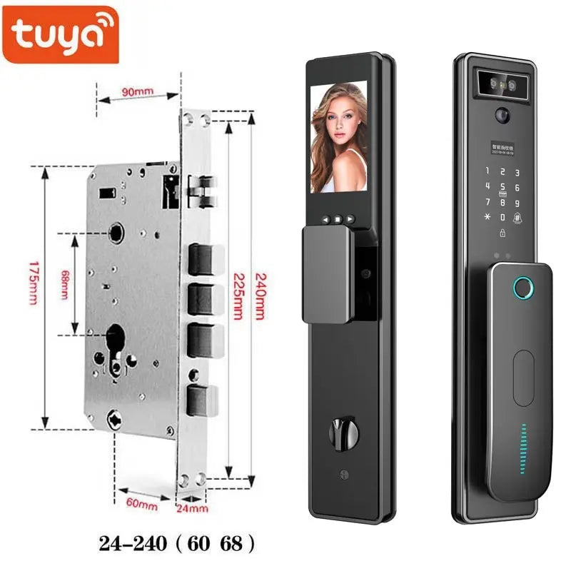 Tuya WiFi 3D Face Recognition Biometric Premium Smart Lock with HD Camera