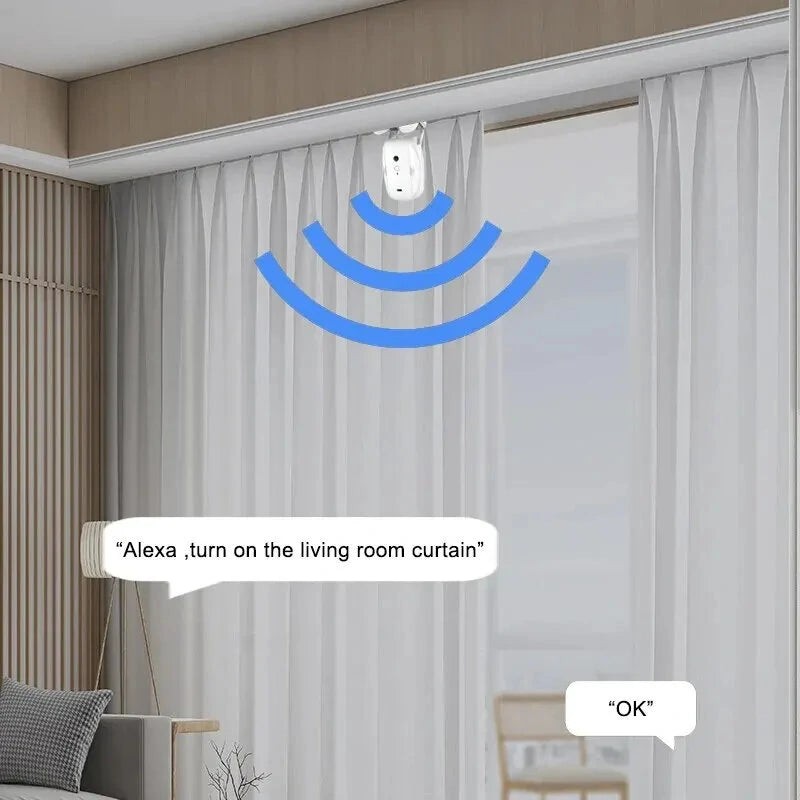 Tuya Smart WiFi Curtain Motor – Voice-Controlled Electric Curtain Opener for Roman, T & U Tracks
