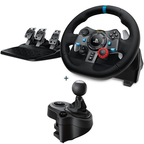 Logitech G29 Driving Force Racing Wheel + Pedals + Logitech G Driving Force Shifter 6-Speed Shifter – For PS5, PS4 & PC