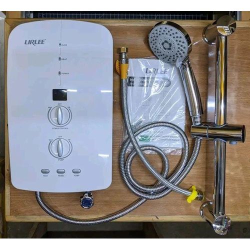 Lirlee Instant Shower with Pump + hand shower – Tankless Water Heater for Salty & Fresh Water