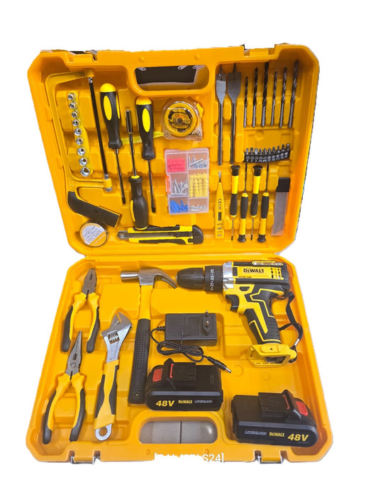 Dewalt Cordless Electric Drill – 21V with 2 Batteries & 47-Piece Tool Set