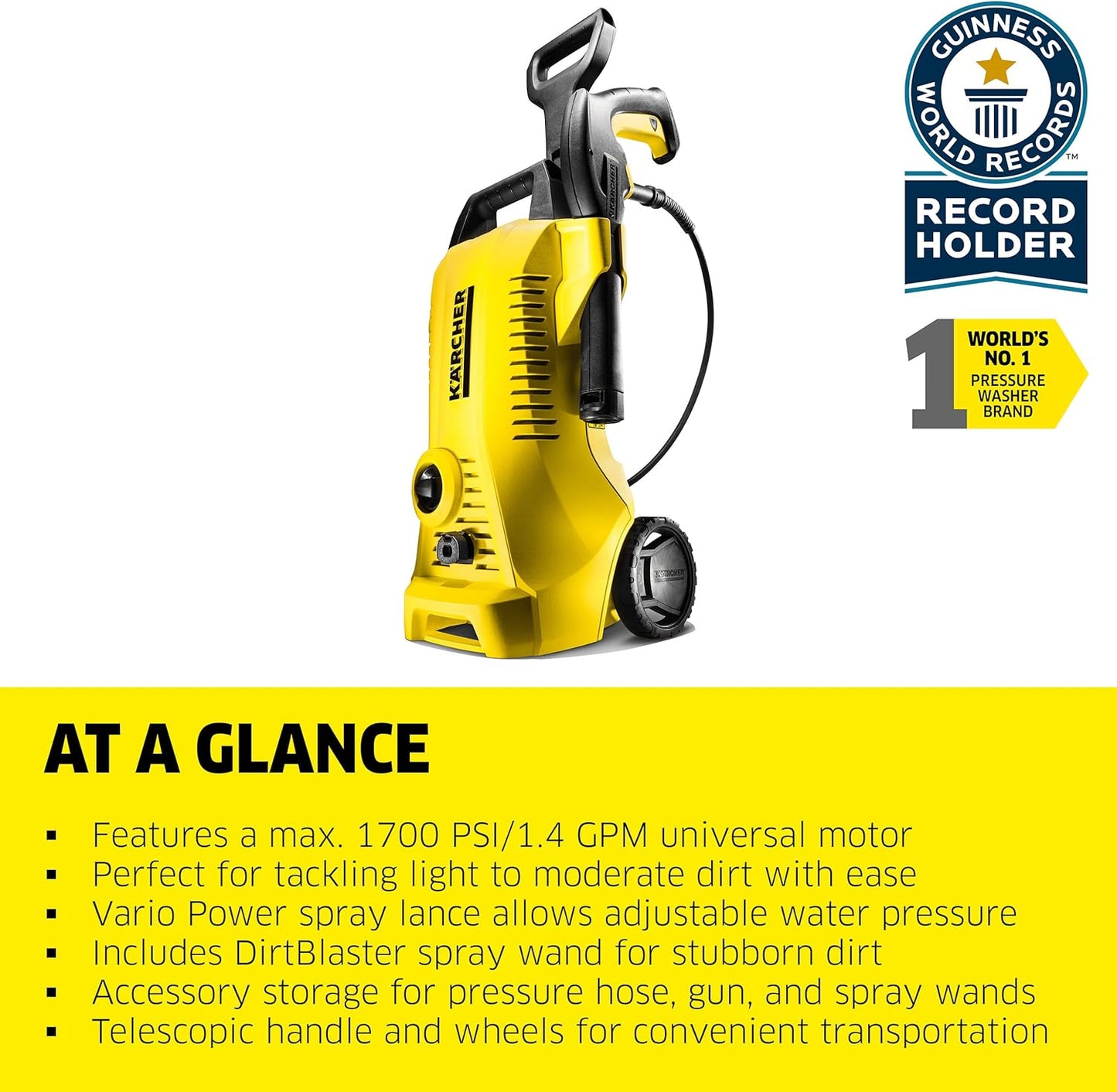 Karcher K2 Power Control High Pressure Washer Cleaner – Yellow/Black