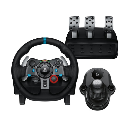 Logitech G29 Driving Force Racing Wheel + Pedals + Logitech G Driving Force Shifter 6-Speed Shifter – For PS5, PS4 & PC