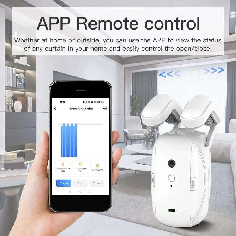 Tuya Smart WiFi Curtain Motor – Voice-Controlled Electric Curtain Opener for Roman, T & U Tracks