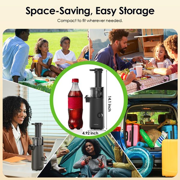 Oraimo OMJ-201A EasyJuice Mini Slow Juicer – Compact Cold Press Juicer for Healthy Living On-the-Go