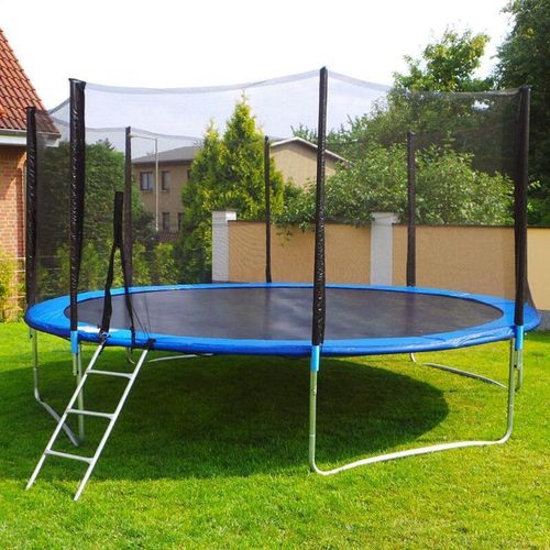8ft Outdoor Trampoline with Safety Enclosure, Ladder & Heavy-Duty Jumping Mat and Spring Cover Padding – For Kids & Adults