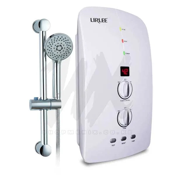 Lirlee Instant Shower with Pump + hand shower – Tankless Water Heater for Salty & Fresh Water