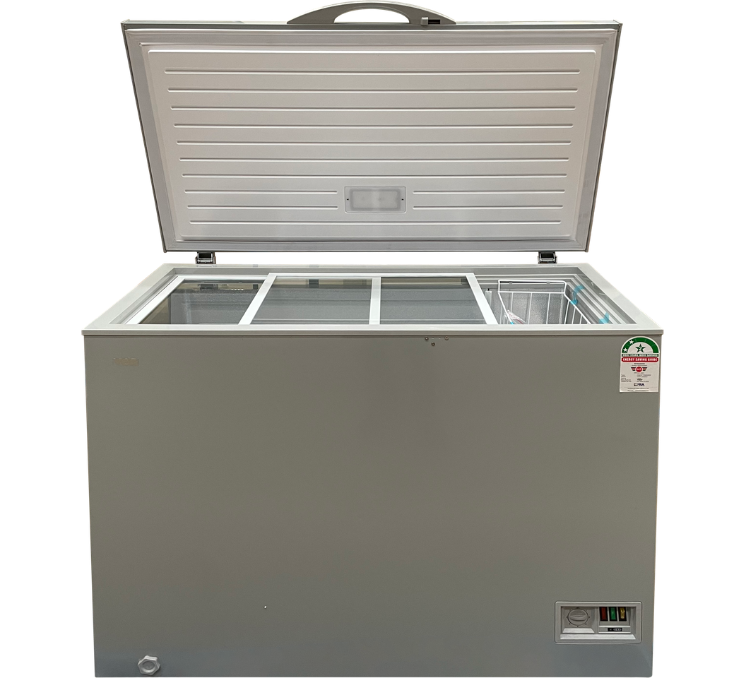 Von VAFC25DKG/DHG Chest Freezer – 252 Liters, Grey | Energy-Efficient, Lockable Deep Freezer with Fast Freeze and Wheels