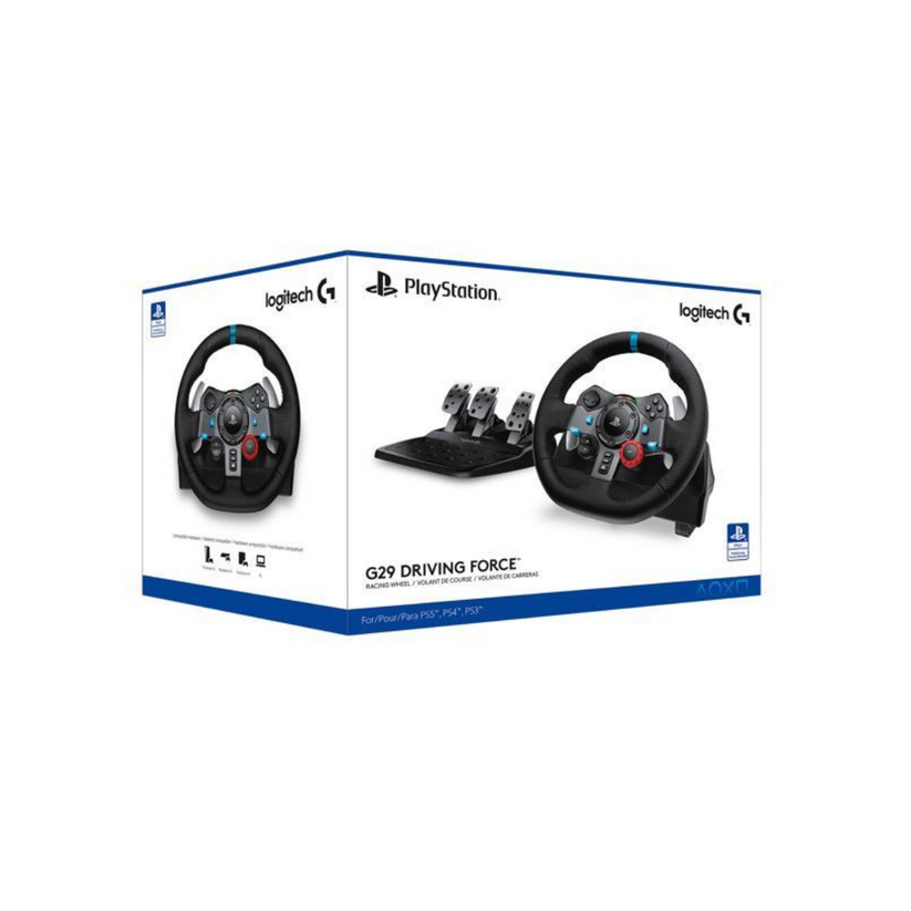 Logitech G29 Driving Force Racing Wheel + Pedals + Logitech G Driving Force Shifter 6-Speed Shifter – For PS5, PS4 & PC