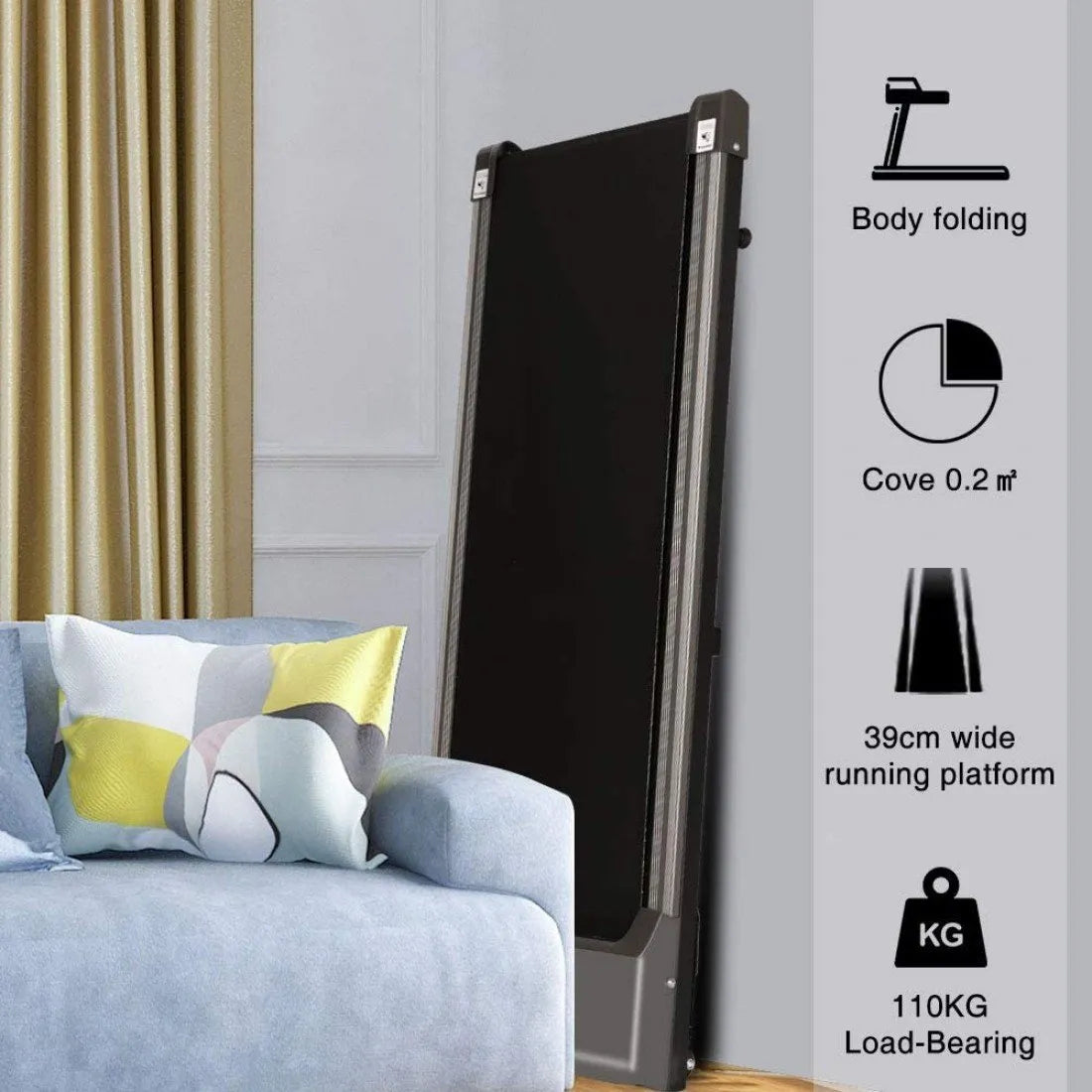 Slim Foldable 2-in-1 Treadmill – Walking Pad & Running Machine for Home & Office | 2.5HP, Remote Control, No Installation