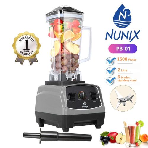 Nunix 1500W Heavy Duty Commercial Blender with Grinder – 2L, 6 Stainless Steel Blades, High-Speed Performance